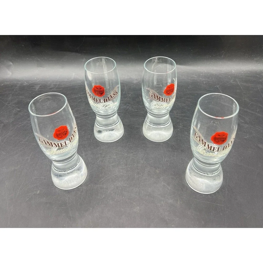 Set of 4 Vintage Gammel Dansk Bitter Dram Schnapps Shot Glasses Barware